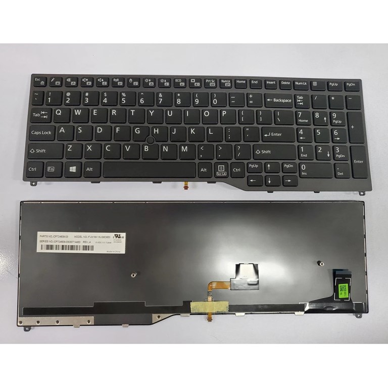 Keyboard Fujitsu Lifebook E558 E458 U757 U758 Pointer Backlite Black