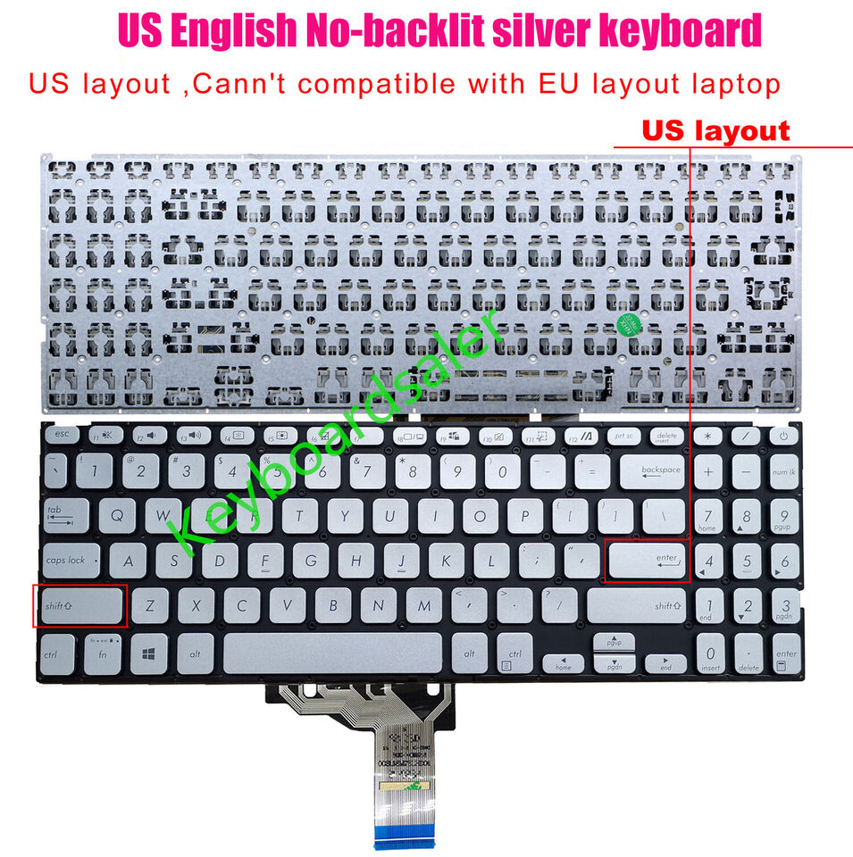 Keyboard Asus VivoBook X515 X515E X515M X515J X515J X512 Iternal Power Button Silver Power Button