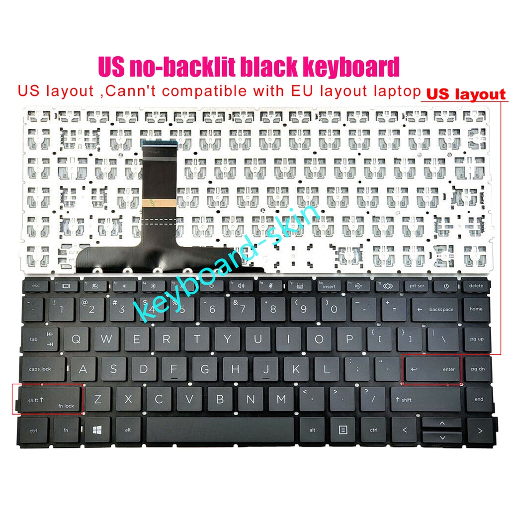 Keyboard HP 440-G8-445 G8 Black Power Button US