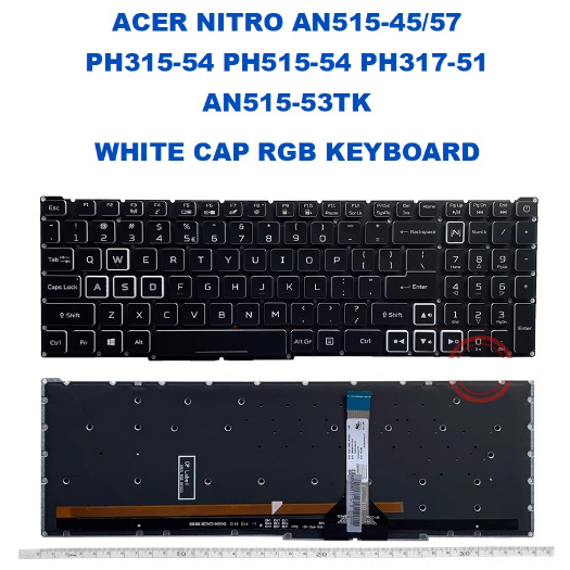 Keyboard Acer Nitro 5 AN515-45 AN515-57 AN515-56 AN517-53 ph317-51 | Power Button RGB Backlight Thick Wire
