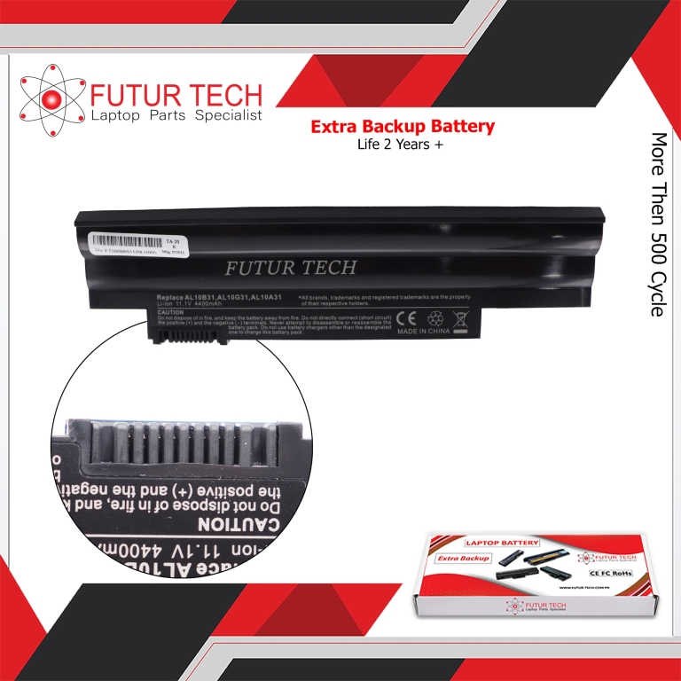 Battery Acer D255 D260 Gateway= AL10B31 Black 6 Cell