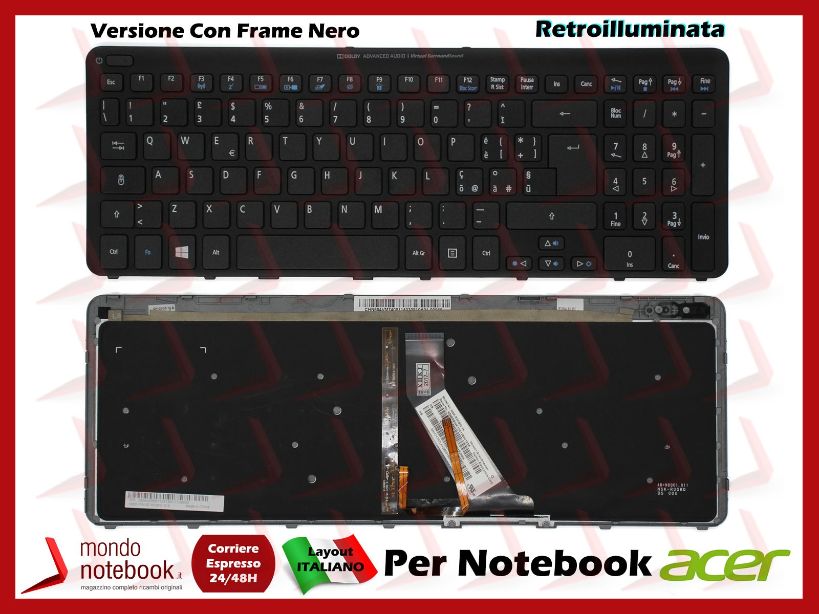 Keyboard Acer M5-583 V5-571 Backlite Frame